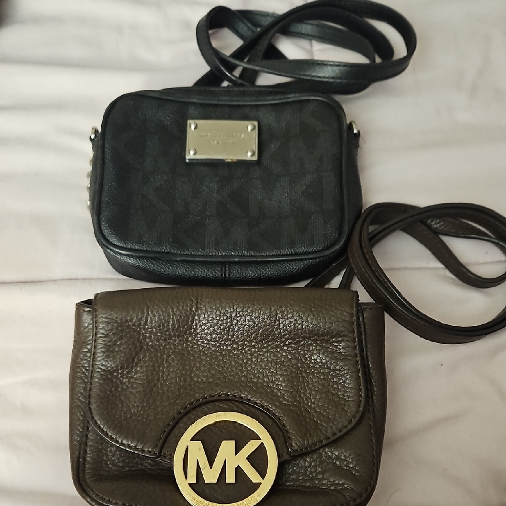 Michael Kors Black and Brown Crossbody Bag Duo